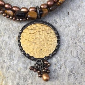 Silpada Tiger's Eye, Bronze Pearl, and Brass Necklace
